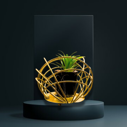 Metallic Golden Globe with Plant